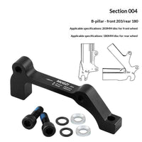 MUQZI Bike Disc Brake Adapter CNC Aluminum Alloy Disc Brake Mount Converter for MTB Road Bicycle - Black/B Type/Front 203/Rear 180