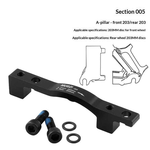 MUQZI Bike Disc Brake Adapter CNC Aluminum Alloy Disc Brake Mount Converter for MTB Road Bicycle - Black/A Type/Front 203/Rear 203