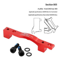 MUQZI Bike Disc Brake Adapter CNC Aluminum Alloy Disc Brake Mount Converter for MTB Road Bicycle - Red/A Type/Front 203/Rear 203