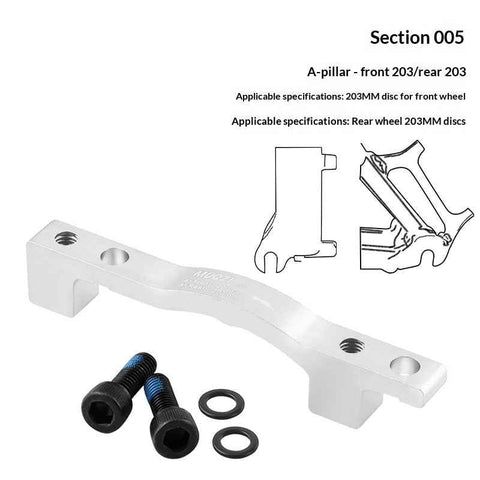 MUQZI Bike Disc Brake Adapter CNC Aluminum Alloy Disc Brake Mount Converter for MTB Road Bicycle - Silver/A Type/Front 203/Rear 203