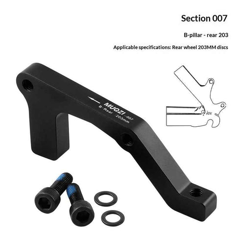 MUQZI Bike Disc Brake Adapter CNC Aluminum Alloy Disc Brake Mount Converter for MTB Road Bicycle - Black/B Type/Rear 203