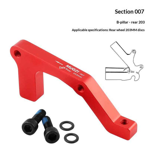 MUQZI Bike Disc Brake Adapter CNC Aluminum Alloy Disc Brake Mount Converter for MTB Road Bicycle - Red/B Type/Rear 203