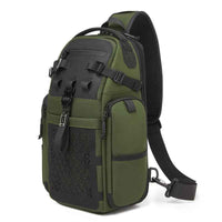 OZUKO 9844 Tactical Chest Bag Waterproof Oxford Cloth Geometric Design Crossbody Bag for Outdoor Sports - Green