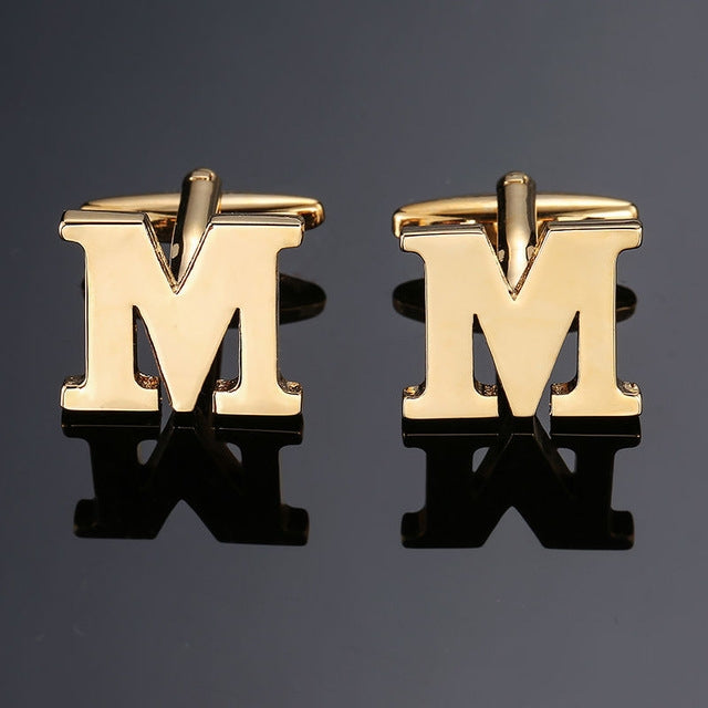 1-pair-gold-letters-A-Z-name-Cufflinks-men-French-shirt-Cufflinks(M)