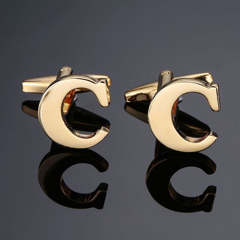 1-pair-gold-letters-A-Z-name-Cufflinks-men-French-shirt-Cufflinks(M)