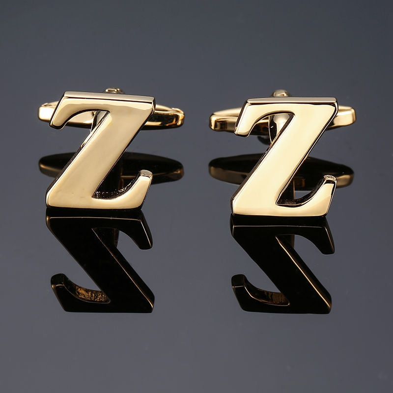 1-pair-gold-letters-A-Z-name-Cufflinks-men-French-shirt-Cufflinks(M)