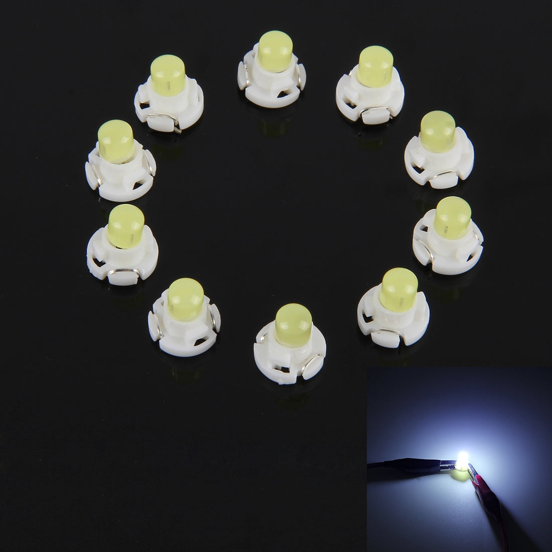 10-PCS-2W-T4.2-Wedge-Instrument-Panel-LED-Light-Dashboard-Indicator-Lamp-Bulb(White-Light)