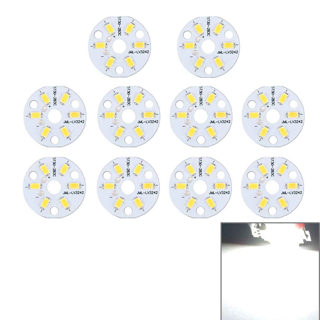 10-PCS-3W-SMD-5730-Aluminum-Base-Light-Panel,-6-LEDs-270-LM-3000-6500K,-Diameter:-32mm