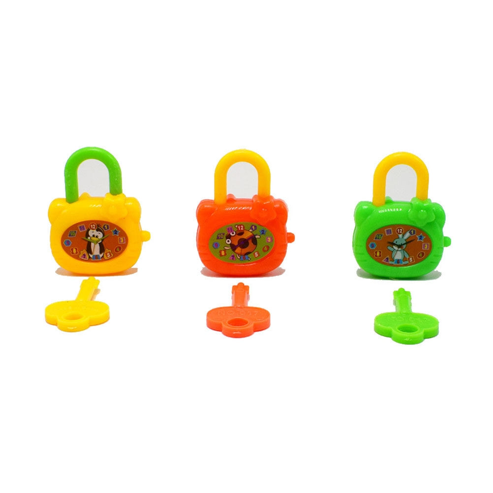 10-PCS-Colorful-Plastic-Cartoon-Toy-Lock-for-Kids-with-Keys-Birthday-Toy,-Random-Color-Delivery