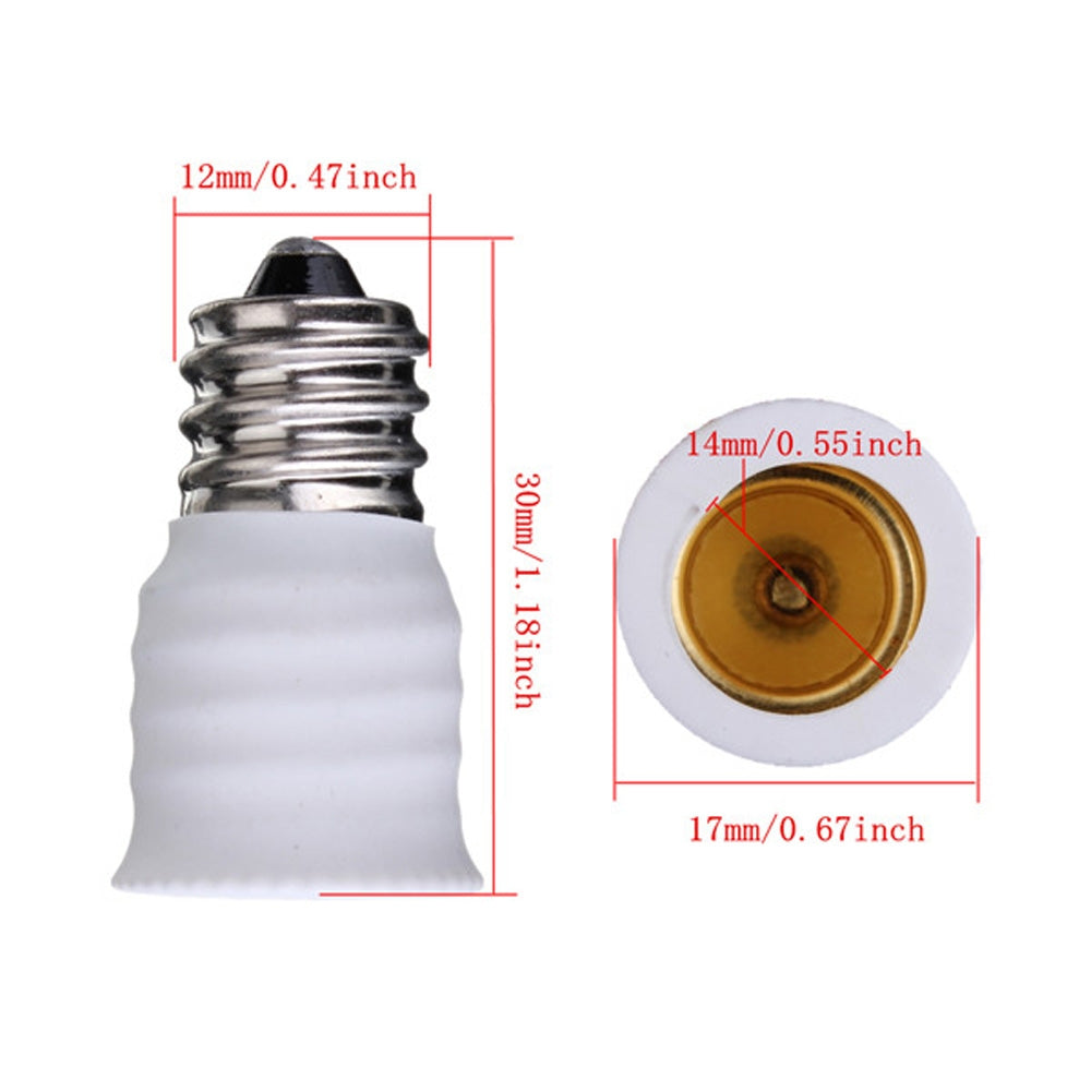 LED-Light-Socket-Adapter,-E12-to-E14-Converter,-10-Piece-Set,-White