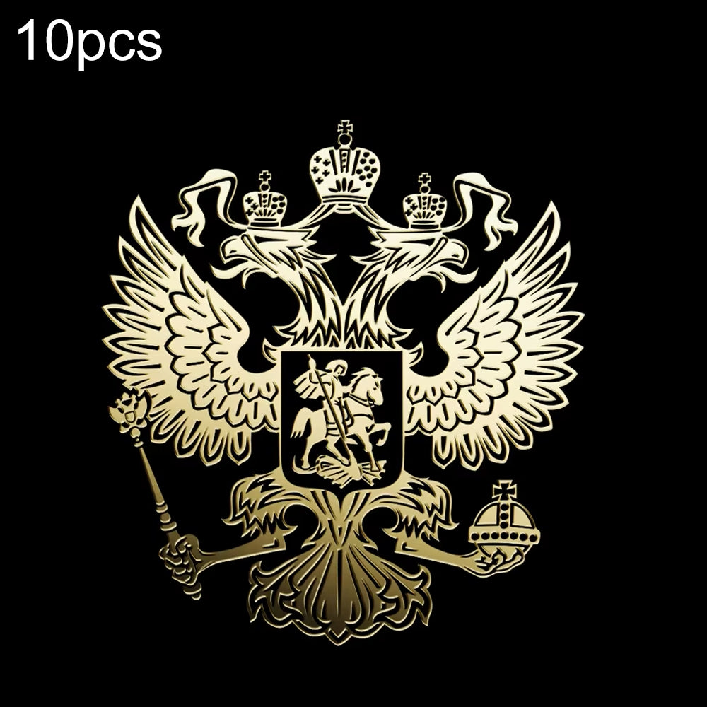 10-PCS-PITREW-Coat-of-Arms-of-Russia-Emblem-Nickel-Metal-Car-Stickers-Decals(Gold)