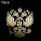 10-PCS-PITREW-Coat-of-Arms-of-Russia-Emblem-Nickel-Metal-Car-Stickers-Decals(Gold)