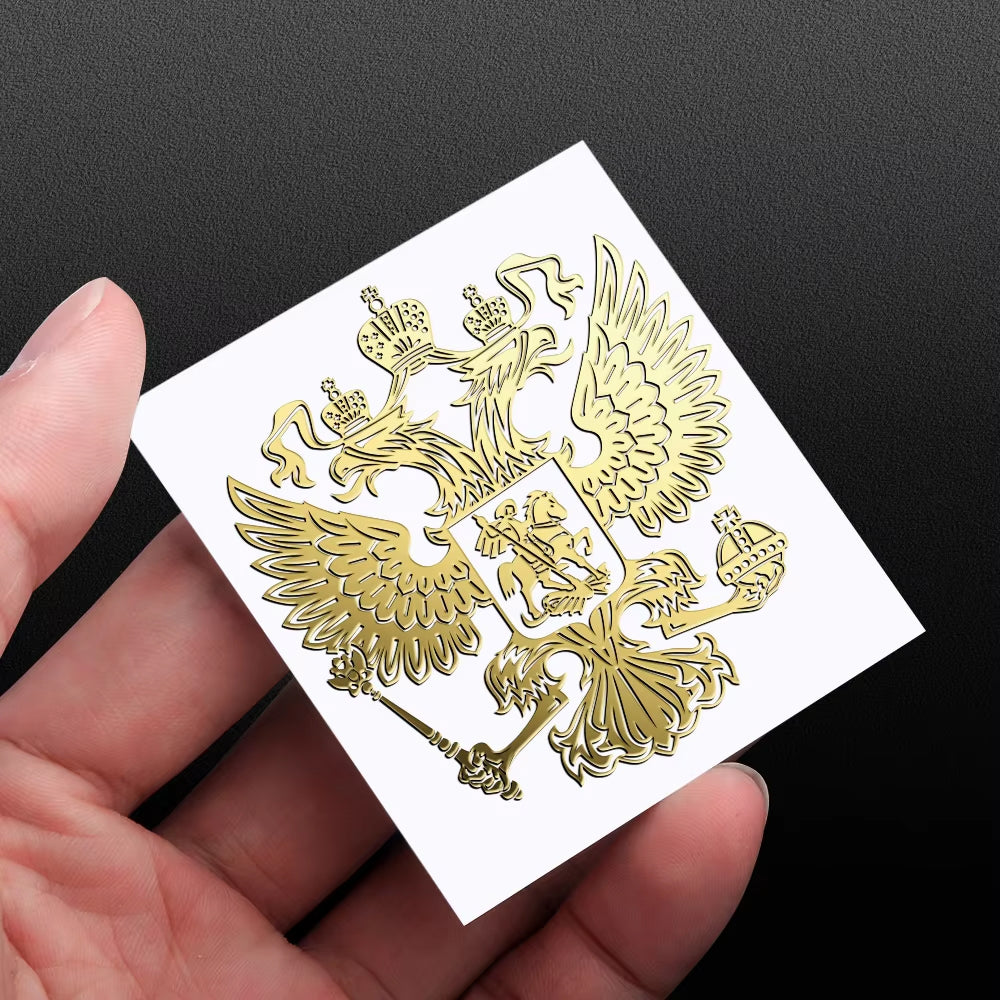 10-PCS-PITREW-Coat-of-Arms-of-Russia-Emblem-Nickel-Metal-Car-Stickers-Decals(Gold)
