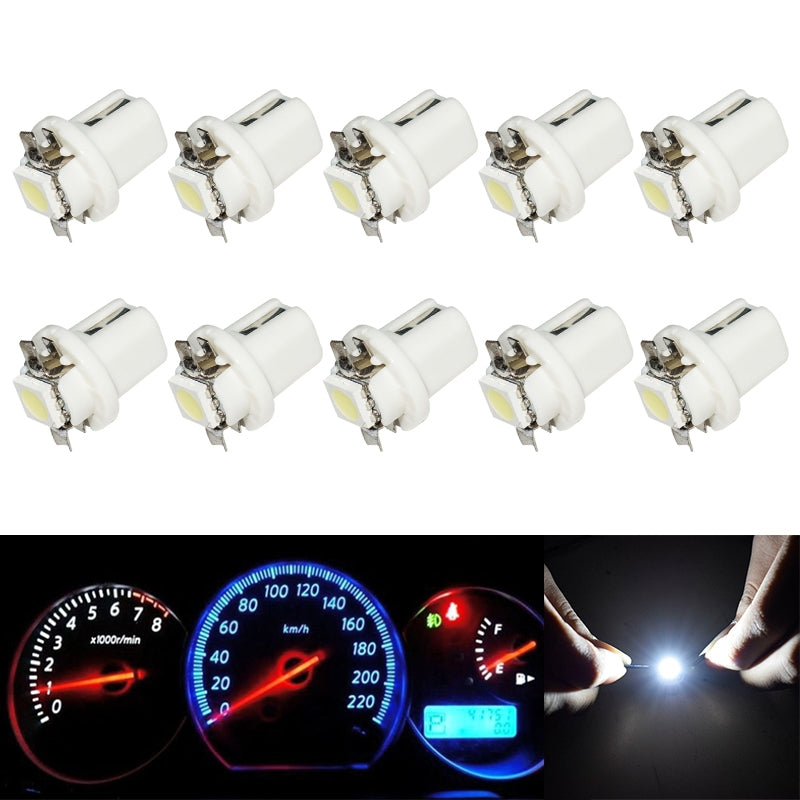 10-PCS-T8.5-5050-Led-1-SMD-Car-Gauge-Dash-Bulb-Dashboard-Instrument-Light-Wedge-Interior-Lamp(White)