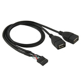 10-Pin-Motherboard-Female-Header-to-2-USB-2.0-Female-Adapter-Cable,-Length:-50cm