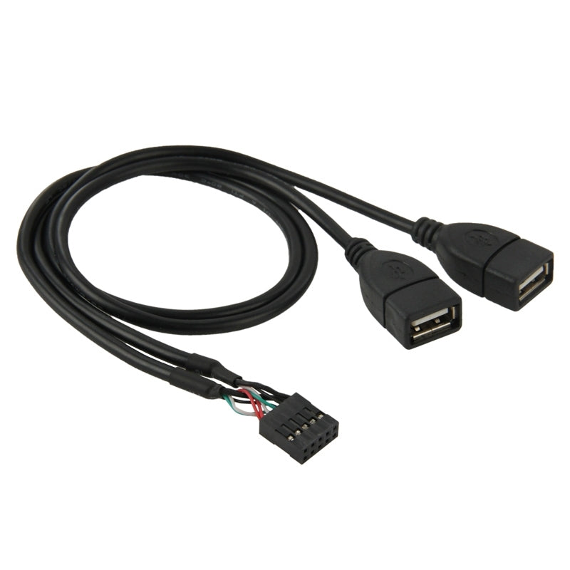 10-Pin-Motherboard-Female-Header-to-2-USB-2.0-Female-Adapter-Cable,-Length:-50cm