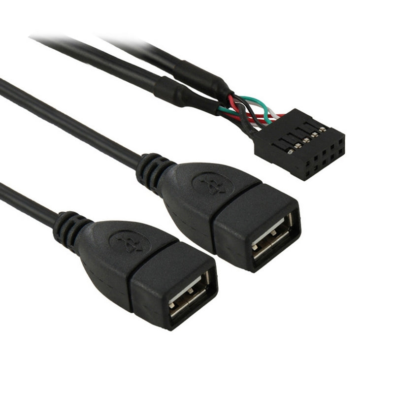 10-Pin-Motherboard-Female-Header-to-2-USB-2.0-Female-Adapter-Cable,-Length:-50cm