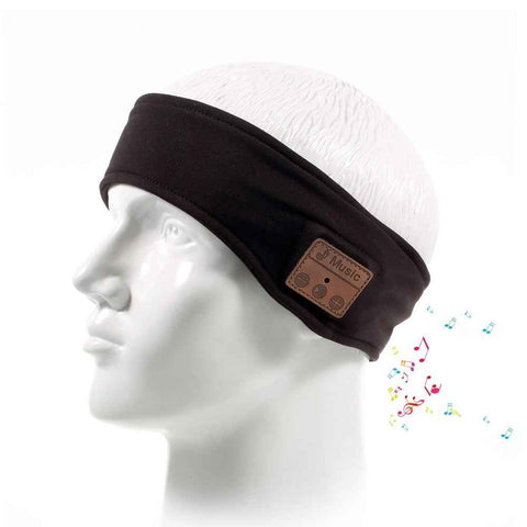 Sports Headband Wireless Bluetooth-compatible Headphone Hands-free Call Music Player with Mic - Black