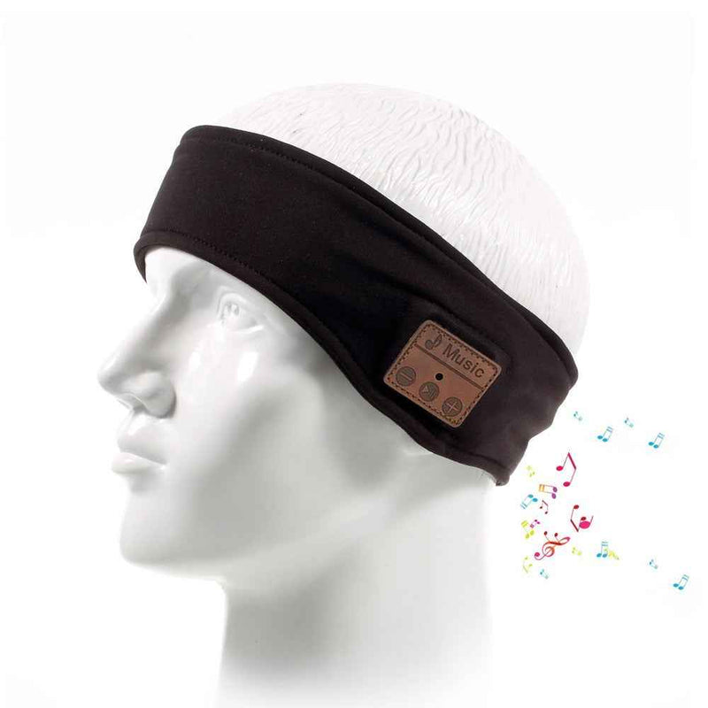 Sports Headband Wireless Bluetooth-compatible Headphone Hands-free Call Music Player with Mic - Black