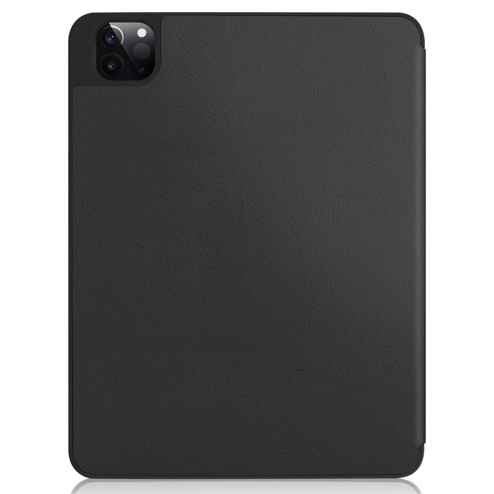 For-iPad-Pro-12.9-(2022)-/-(2021)-/-(2020)-/-(2018)-PU-Leather-Stable-Tri-fold-Stand-Stand-Tablet-Flip-Case-[with-Pen-Slot]-Black