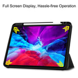 For-iPad-Pro-12.9-(2022)-/-(2021)-/-(2020)-/-(2018)-PU-Leather-Stable-Tri-fold-Stand-Stand-Tablet-Flip-Case-[with-Pen-Slot]-Black