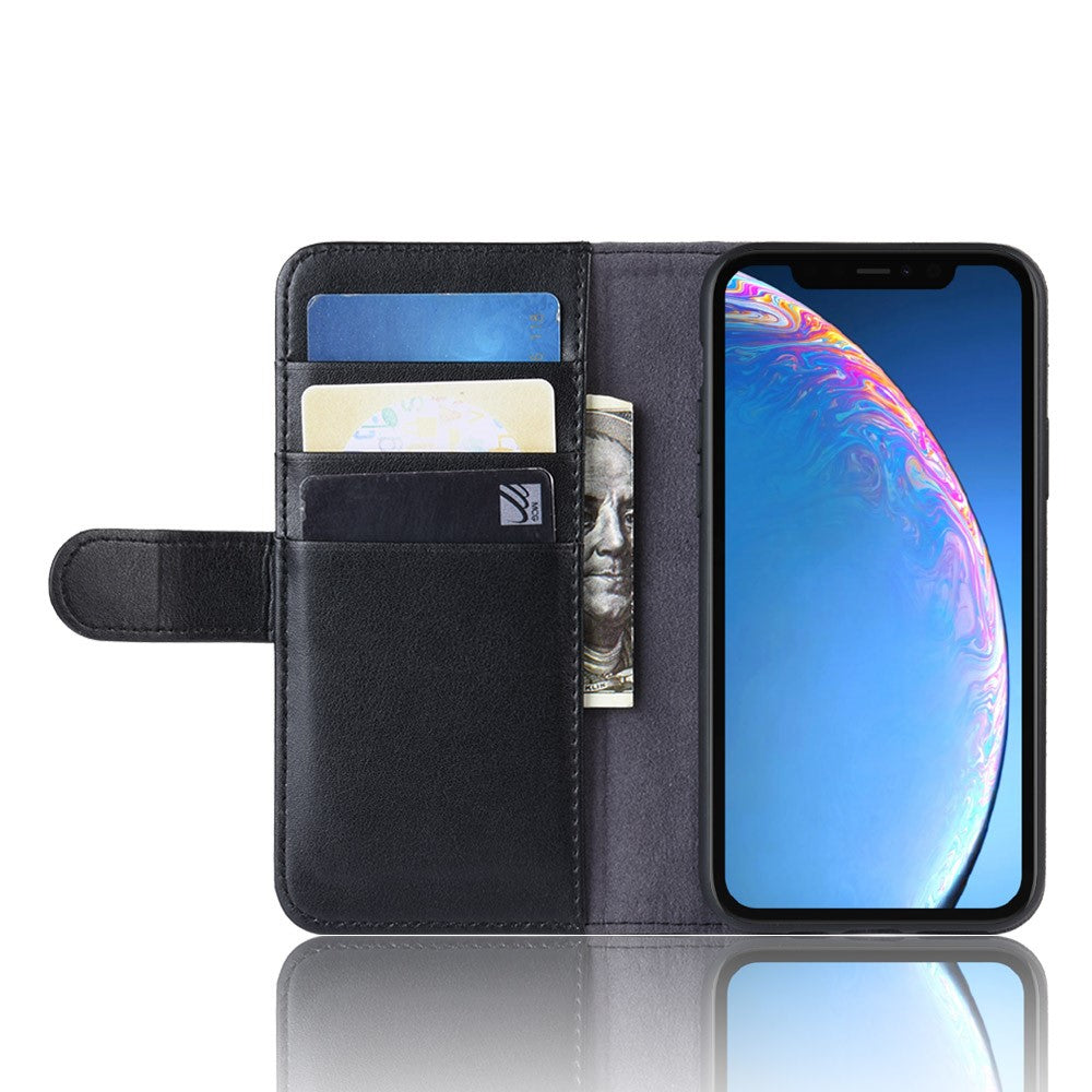 For-iPhone-11-Phone-Cases-Genuine-Split-Leather-Wallet-Mobile-Cover-Stand-Black