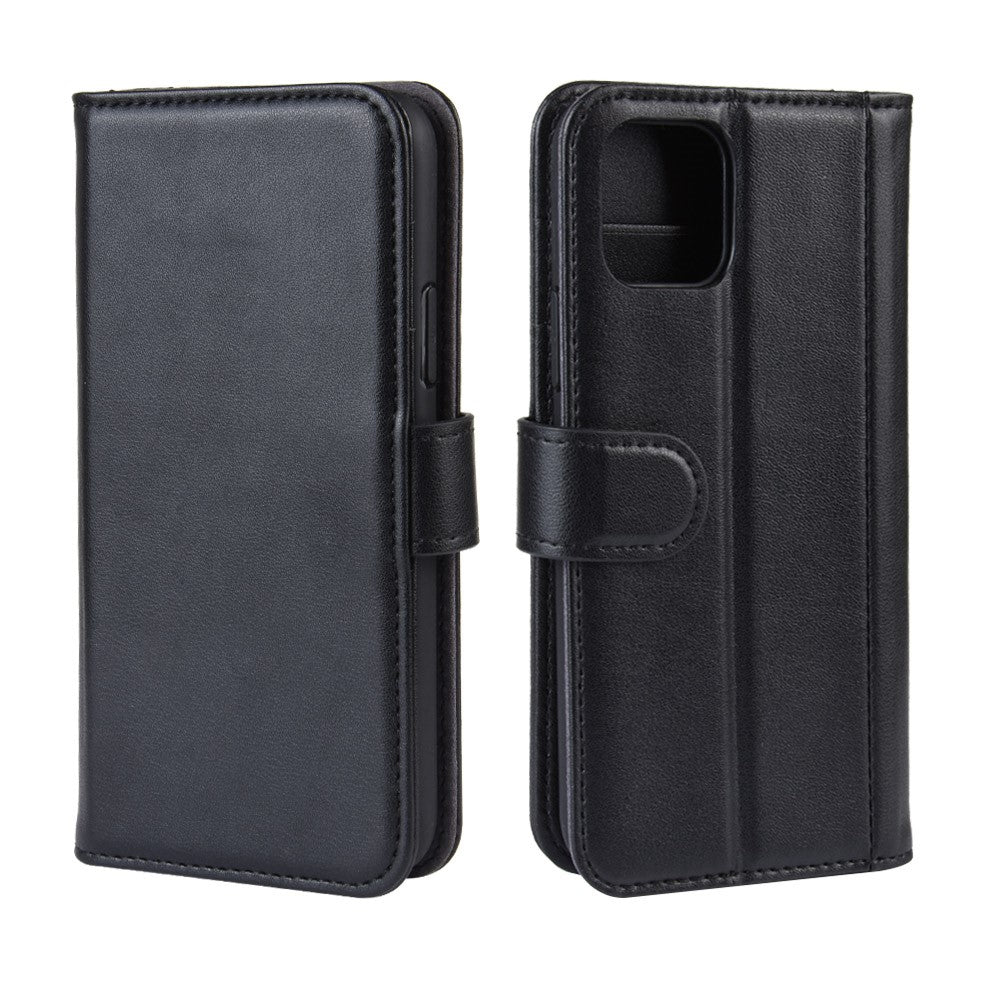 For-iPhone-11-Phone-Cases-Genuine-Split-Leather-Wallet-Mobile-Cover-Stand-Black