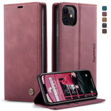 CASEME-013-Series-Auto-absorbed-Flip-Leather-Wallet-Case-for-iPhone-11-6.1-inch-(2019)-Wine-Red