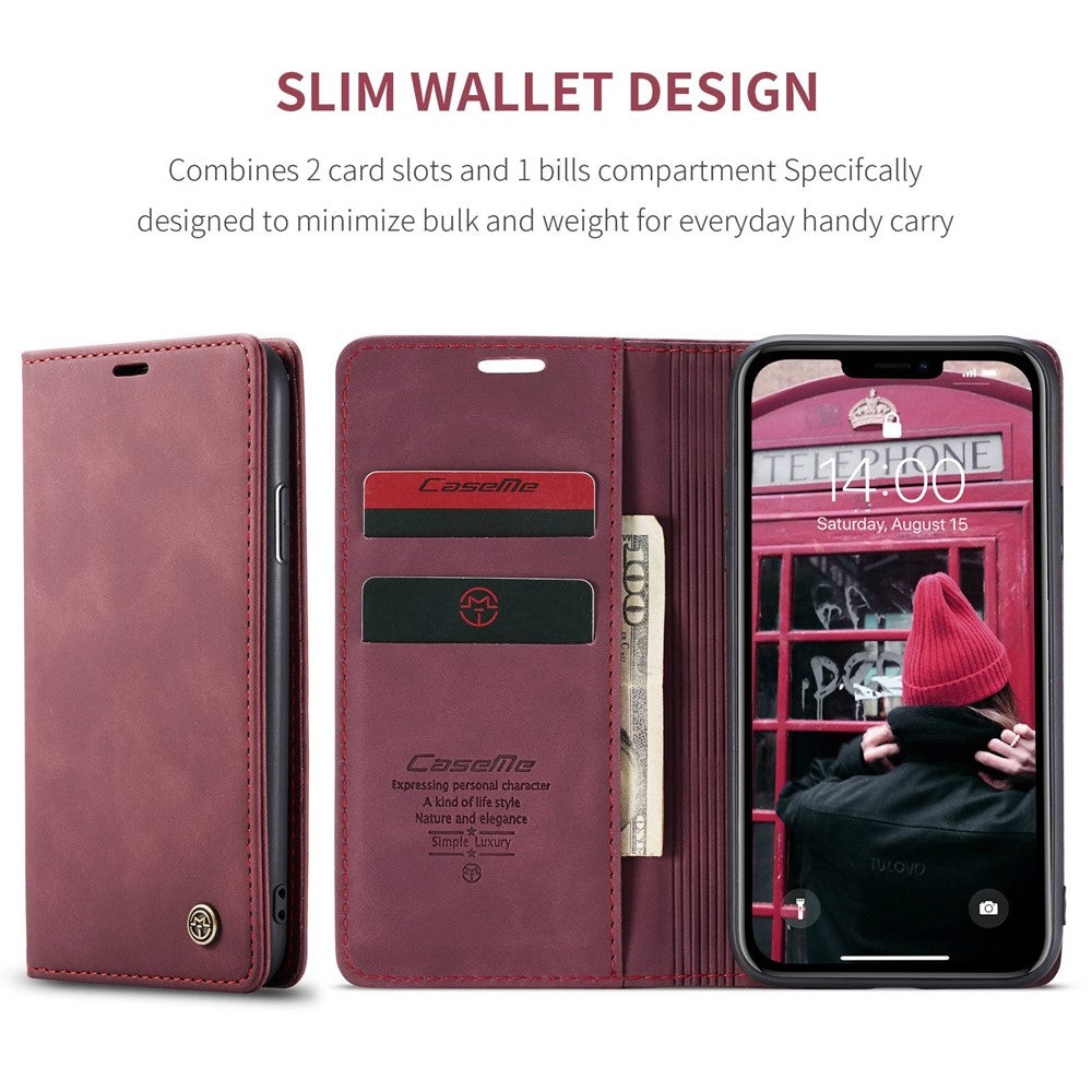 CASEME-013-Series-Auto-absorbed-Flip-Leather-Wallet-Case-for-iPhone-11-6.1-inch-(2019)-Wine-Red