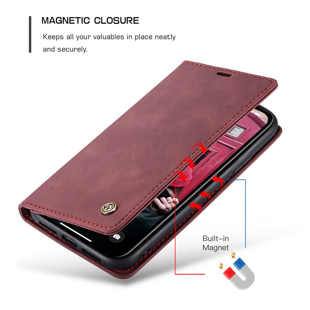 CASEME-013-Series-Auto-absorbed-Flip-Leather-Wallet-Case-for-iPhone-11-6.1-inch-(2019)-Wine-Red