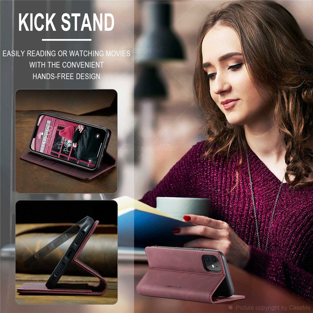 CASEME-013-Series-Auto-absorbed-Flip-Leather-Wallet-Case-for-iPhone-11-6.1-inch-(2019)-Wine-Red