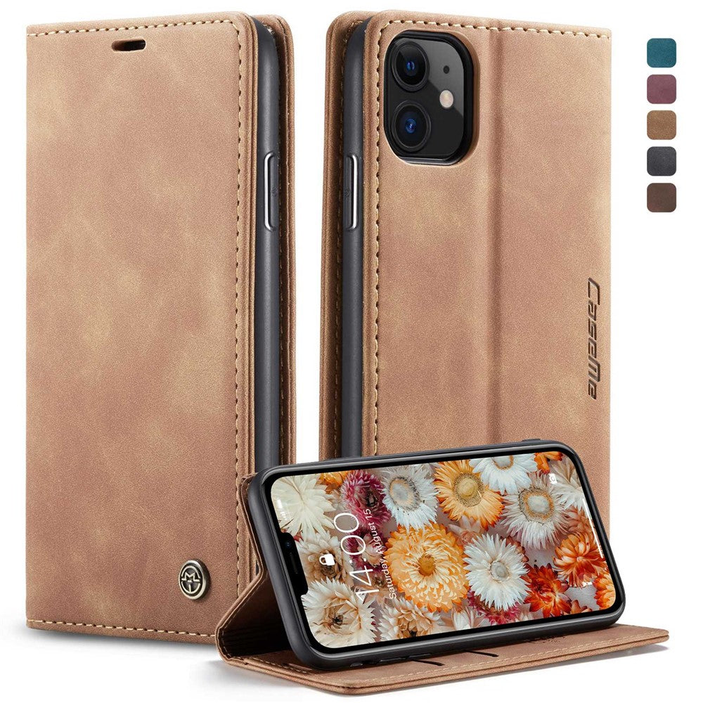 CASEME-013-Series-Auto-absorbed-Flip-Leather-Wallet-Case-for-iPhone-11-6.1-inch-(2019)-Brown