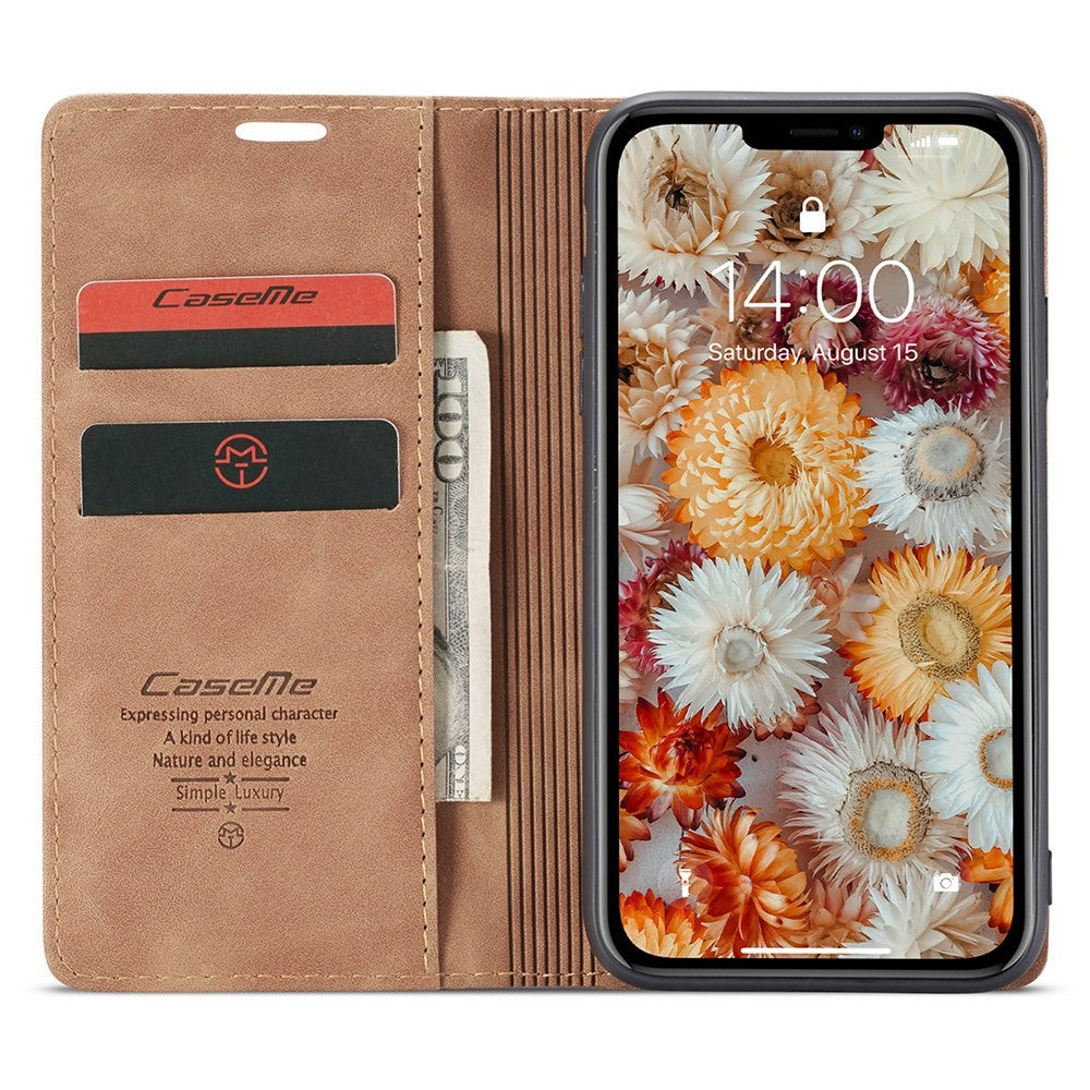 CASEME-013-Series-Auto-absorbed-Flip-Leather-Wallet-Case-for-iPhone-11-6.1-inch-(2019)-Brown