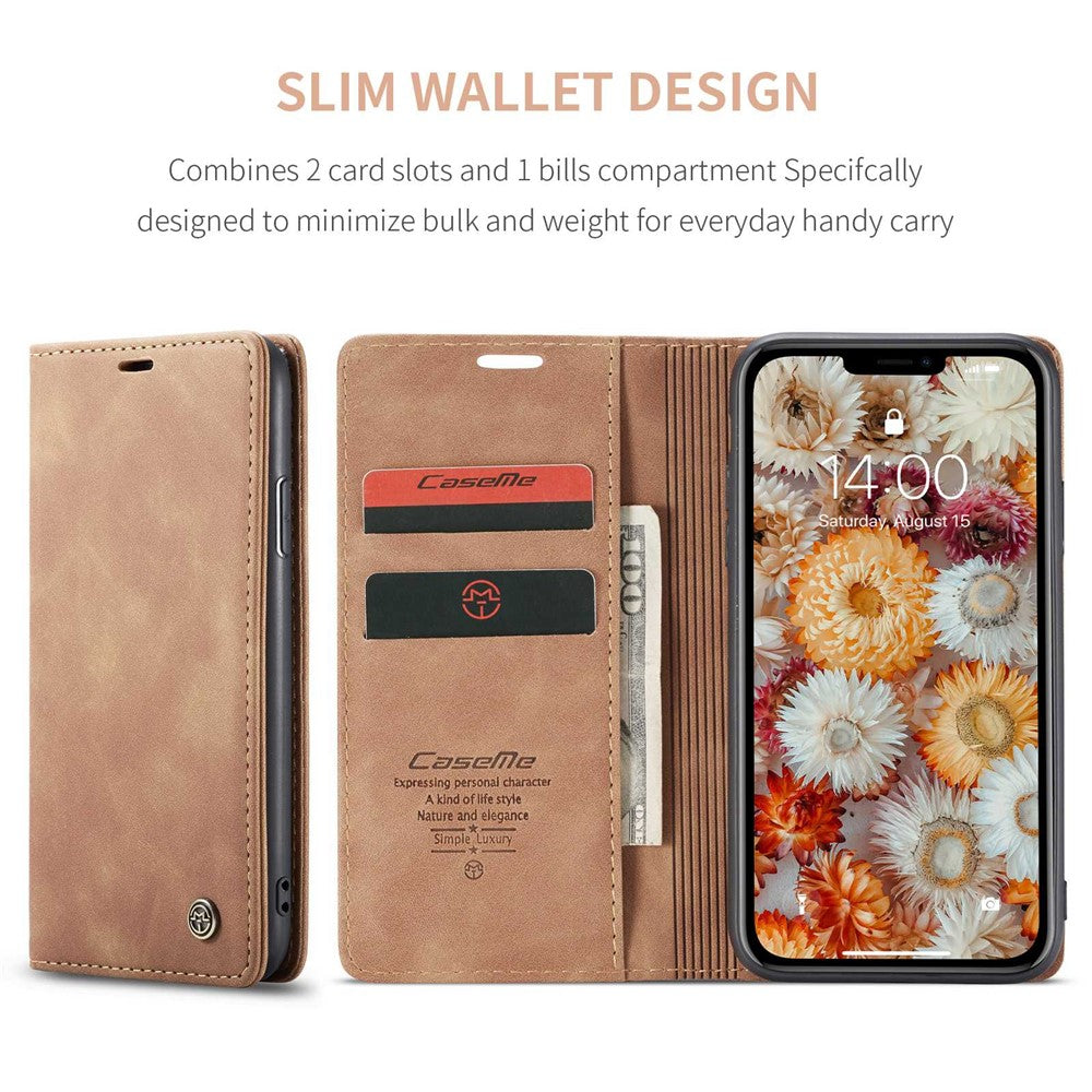 CASEME-013-Series-Auto-absorbed-Flip-Leather-Wallet-Case-for-iPhone-11-6.1-inch-(2019)-Brown