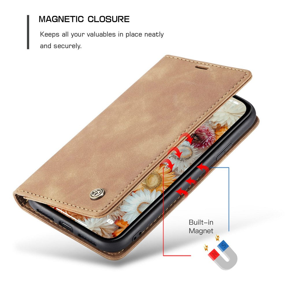 CASEME-013-Series-Auto-absorbed-Flip-Leather-Wallet-Case-for-iPhone-11-6.1-inch-(2019)-Brown
