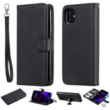 For-iPhone-11-Case-2-in-1-Detachable-Magnetic-Leather-Wallet-Mobile-Cover-with-Strap-Black