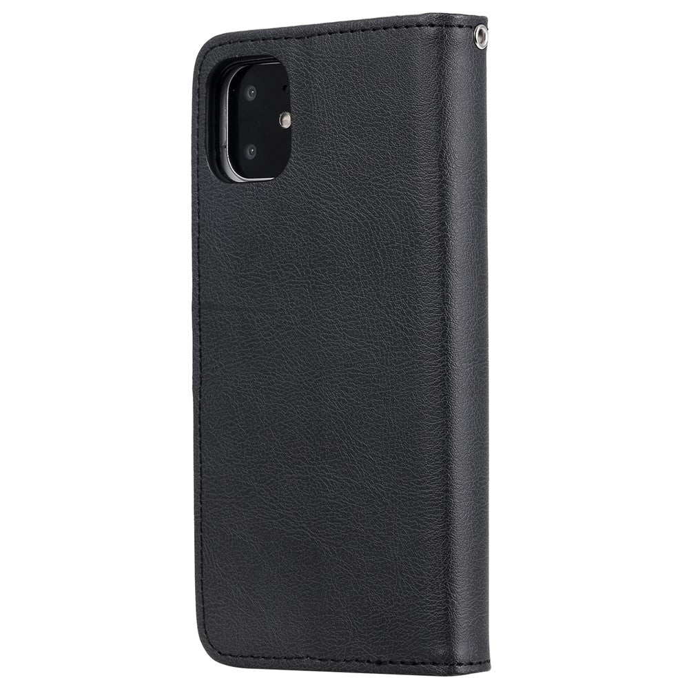 For-iPhone-11-Case-2-in-1-Detachable-Magnetic-Leather-Wallet-Mobile-Cover-with-Strap-Black