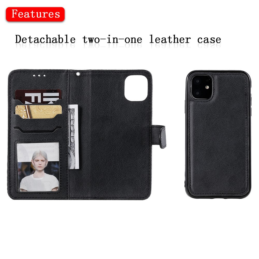 For-iPhone-11-Case-2-in-1-Detachable-Magnetic-Leather-Wallet-Mobile-Cover-with-Strap-Black