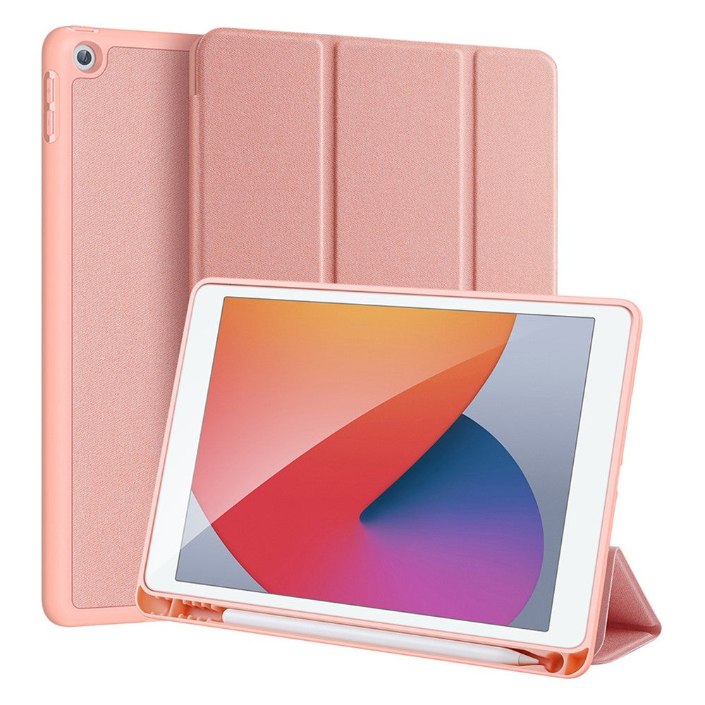 DUX-DUCIS-DOMO-Series-for-iPad-10.2-(2021)-/-(2020)-/-(2019)-Case-Tri-Fold-Stand-PU-Leather-Smart-Tablet-Cover-Rose-Gold