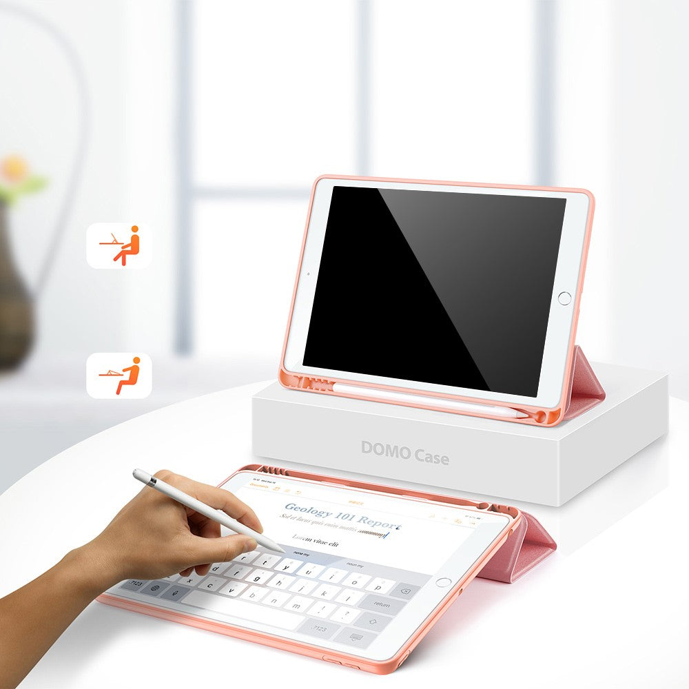 DUX-DUCIS-DOMO-Series-for-iPad-10.2-(2021)-/-(2020)-/-(2019)-Case-Tri-Fold-Stand-PU-Leather-Smart-Tablet-Cover-Rose-Gold