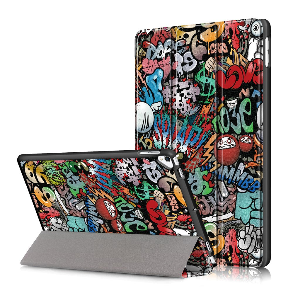 Pattern-Printing-PU-Leather-Smart-Auto-Wake/Sleep-Tri-fold-Stand-Tablet-Shell-for-iPad-10.2-(2021)/(2020)/(2019)-Cartoon-Graffiti