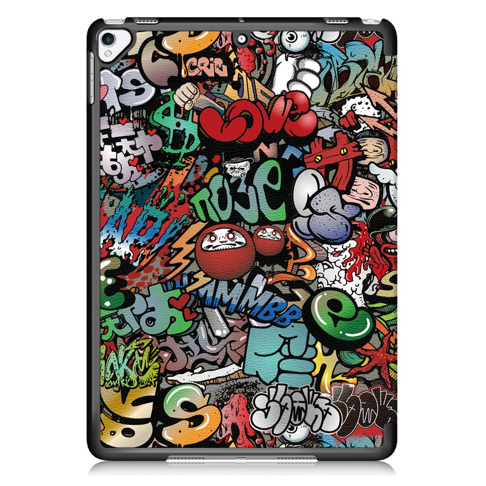Pattern-Printing-PU-Leather-Smart-Auto-Wake/Sleep-Tri-fold-Stand-Tablet-Shell-for-iPad-10.2-(2021)/(2020)/(2019)-Cartoon-Graffiti