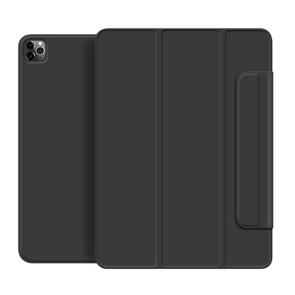 Leather-Case-for-iPad-Air-13-(2025)/(2024)/Pro-12.9-(2022)/(2021)/(2020)/(2018)-Magnetic-Clasp-Tri-Fold-Stand-Cover-Black