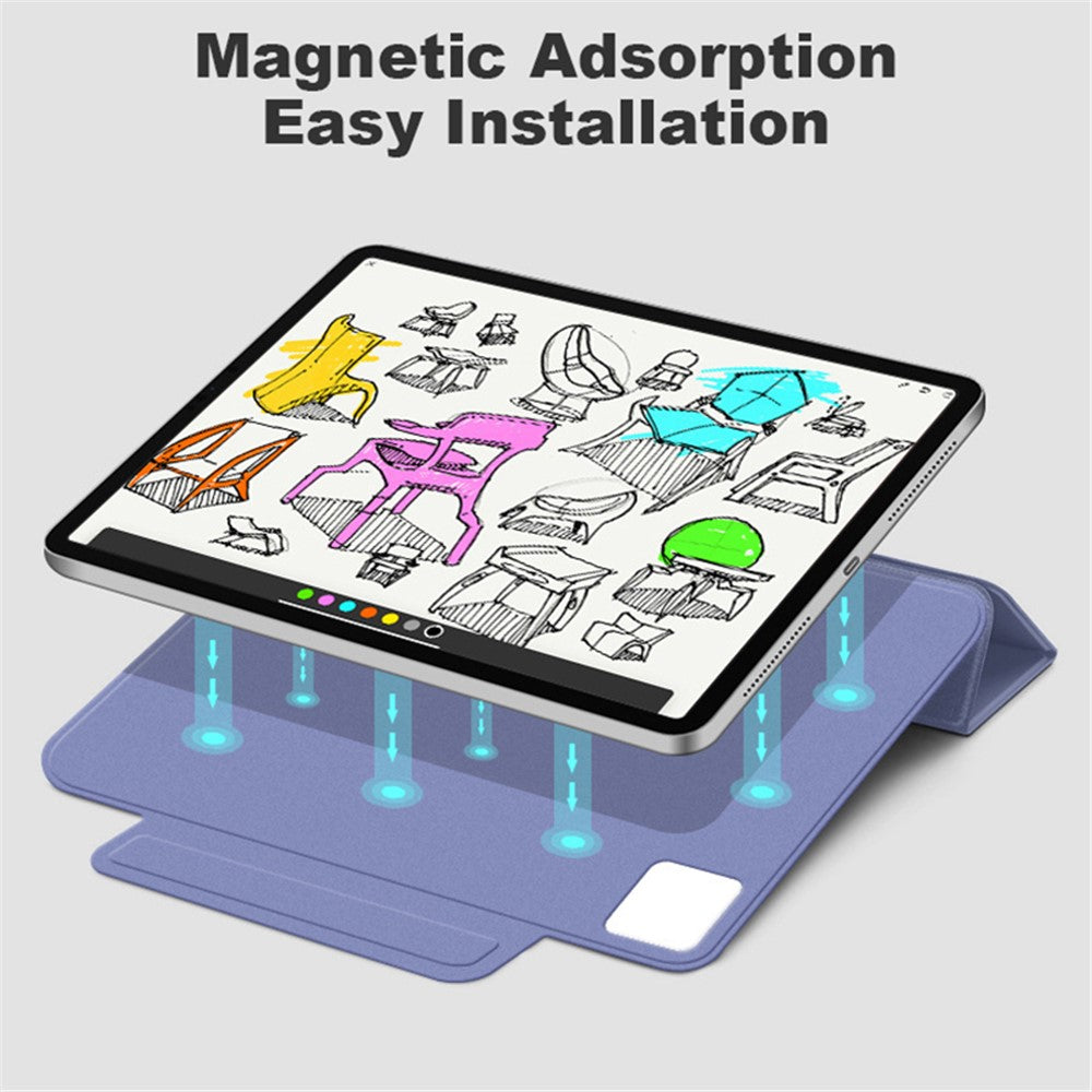 Leather-Case-for-iPad-Air-13-(2025)/(2024)/Pro-12.9-(2022)/(2021)/(2020)/(2018)-Magnetic-Clasp-Tri-Fold-Stand-Cover-Black