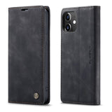 CASEME-013-Series-For-iPhone-12-Pro-/-12-Auto-Absorbed-Leather-Stand-Cover-Flip-Shell-with-Wallet-Black