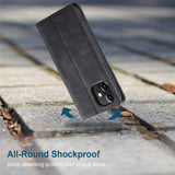 CASEME-013-Series-For-iPhone-12-Pro-/-12-Auto-Absorbed-Leather-Stand-Cover-Flip-Shell-with-Wallet-Black