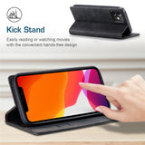 CASEME-013-Series-For-iPhone-12-Pro-/-12-Auto-Absorbed-Leather-Stand-Cover-Flip-Shell-with-Wallet-Black