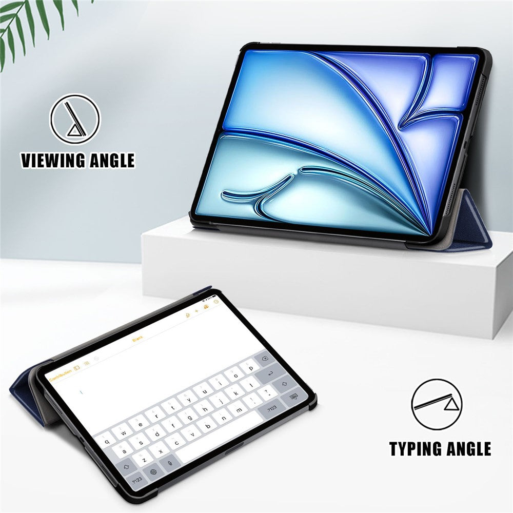 PU-Leather-Cover-for-iPad-Air-11-(2025)-/-(2024)-/-Air-(2020)-/-Air-(2022)-Tri-Fold-Stand-Folio-Tablet-Case-Blue