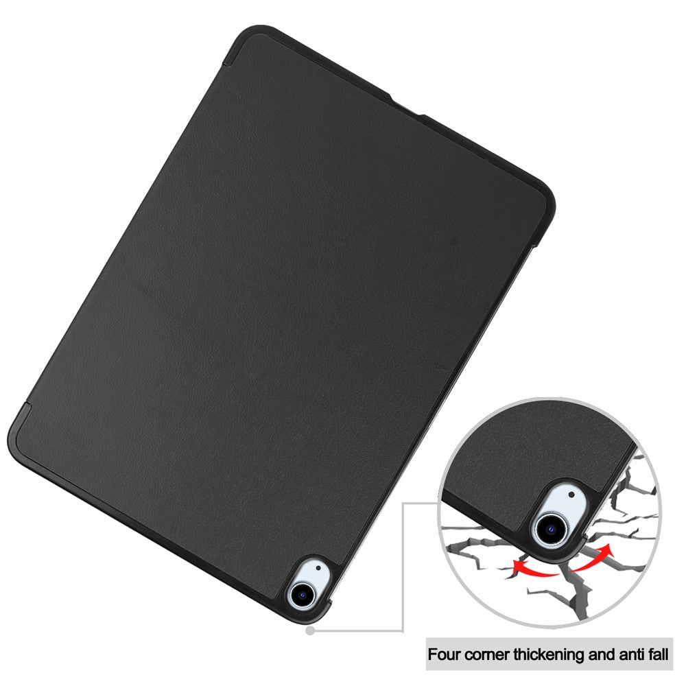 Litch-Skin-PU-Leather-Tri-Fold-Stand-Tablet-Case-for-iPad-Air-11-(2025)-/-(2024)-/-Air-(2022)-/-(2020)-Black