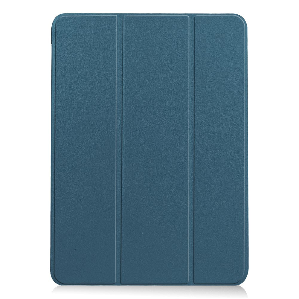 Litch-Skin-PU-Leather-Tri-Fold-Stand-Tablet-Case-for-iPad-Air-11-(2025)-/-(2024)-/-Air-(2022)-/-(2020)-Blackish-Green